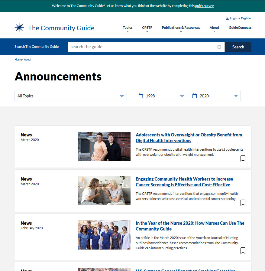 Community Guide Drupal news page